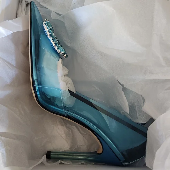 🆕️ GOOD AMERICAN - CINDER-F*CKING-RELLA PUMP - SIZE 9.5 - Blue - Picture 3 of 4